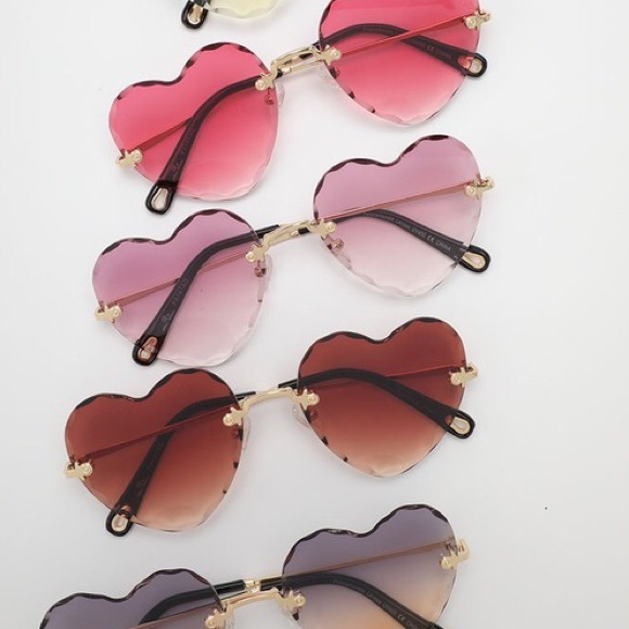 NEW Rimless Beveled Heart Shape Crystal Sunglasses - Picture 10 of 12